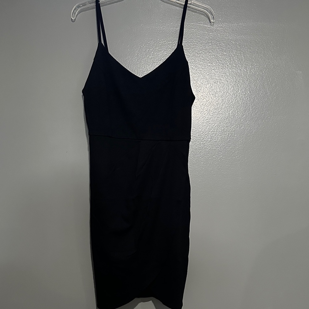 Elegant Black Spaghetti Strap Mini Dress